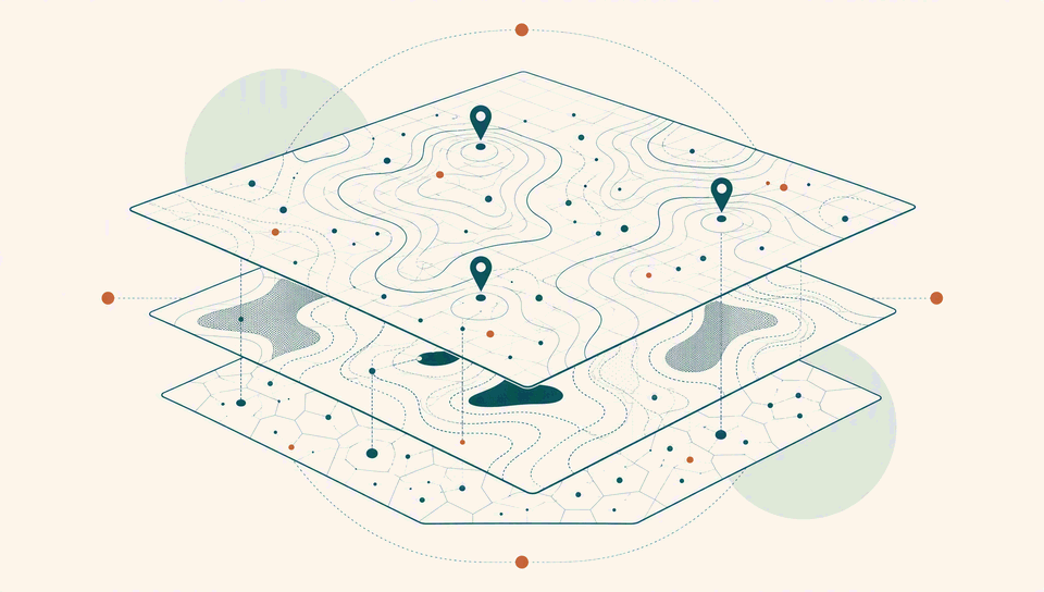 Illustration of layered geospatial map data